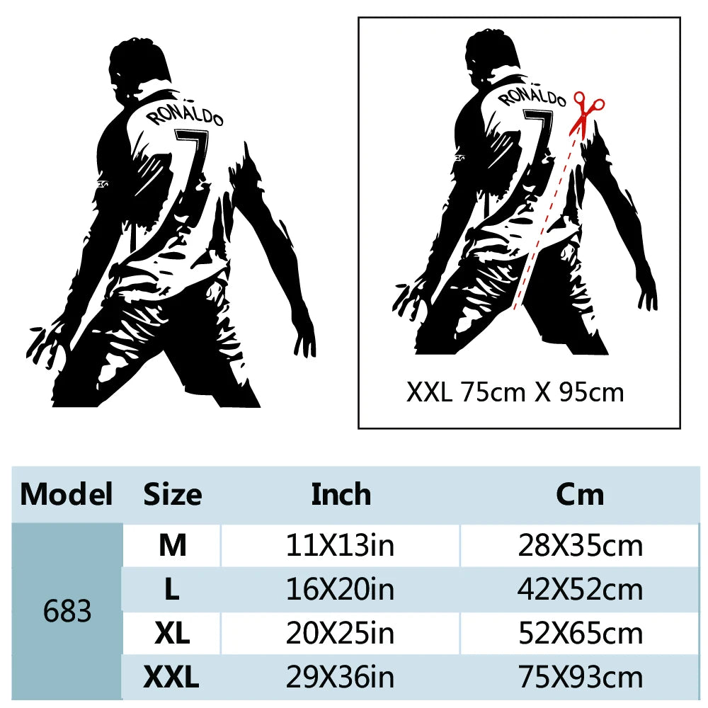 Football Cristiano Ronaldo Vinyl Wall Sticker Soccer Athlete Ronaldo Wall Decals Art Mural For Kis Room Living Room Decoration